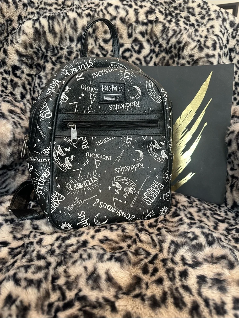 Loungefly Black Harry Potter Script Mini Backpack